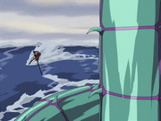 Aang luchando contra la serpiente