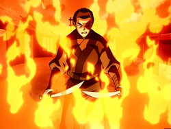 Zuko combineert vuur met zijn dou zwaarden.png