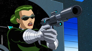 Abigail Brand with pistol
