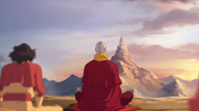 Tenzin meditating with airbenders