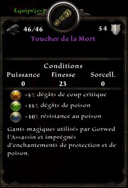 Toucher de la Mort stats