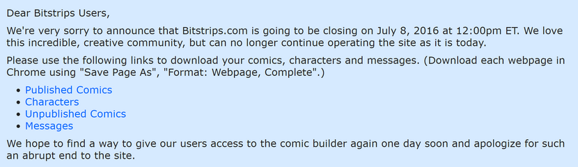 Dear Bitstrip Users