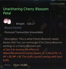 Unwithering cherry blossom petal