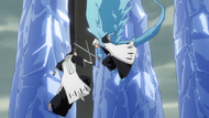 Byakuya and Reigai-Hitsugaya clash