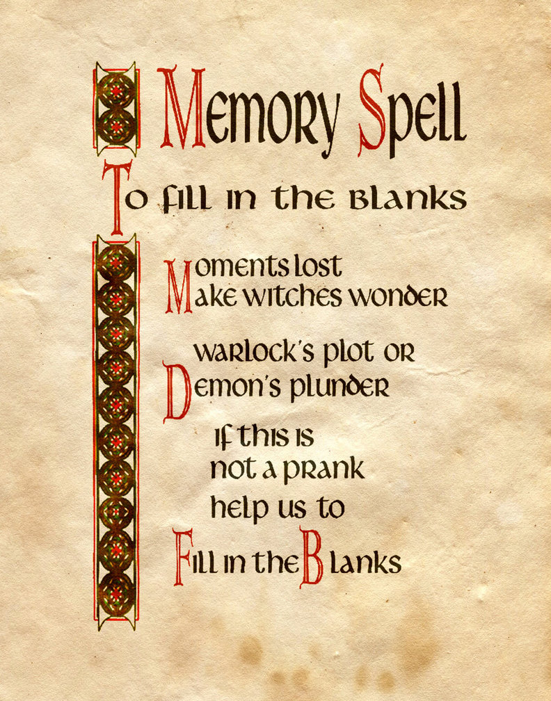 Memory Spell To Fill in the Blanks CharmedRewrite Wiki FANDOM