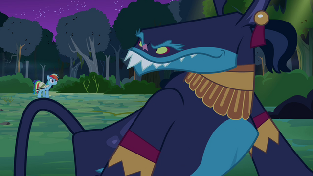 File:Ahuizotl looks toward Rainbow Dash S4E04.png