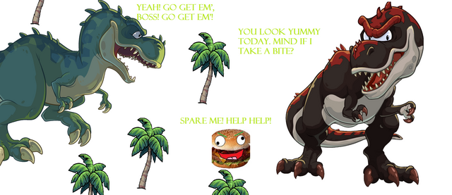 File:Club Penguin dinosaurs gang up on cheeseburger.png