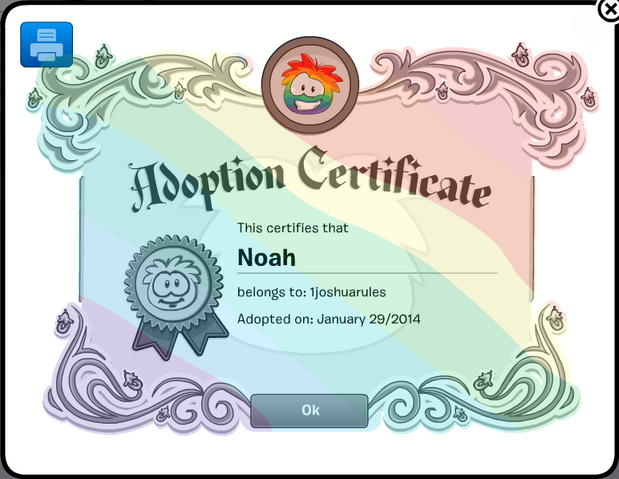 File:1joshuarulesAdoptingRainbowPuffleNoahAdoptionCertificate.png