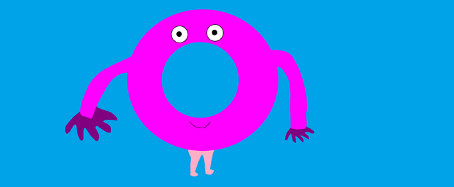 File:Mr. Cream, a dark pink anthromorphic donut.png