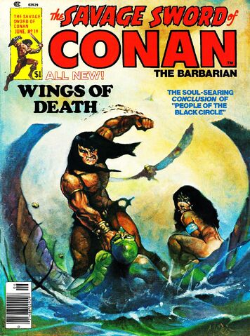 File:- 19 June 1977. Revenge of Vindhya. Script by Roy Thomas, pencils by John Buscema, inks by Alfredo Alcala. The conclusion The People of the Black Circle..jpg
