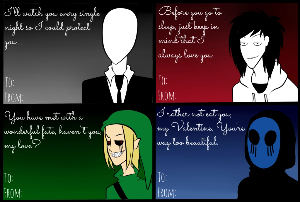 валентинки с крипипастой. день крипипаста. крипипаста персонажиheppi. натали клокворк крипипаста. крипипаста с днем рождения.