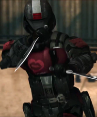 Femal Insurrectionist dual-wielding knives