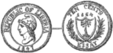 Liberia 10 cents 1864