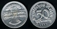 Weimar Republic 50 pfennig