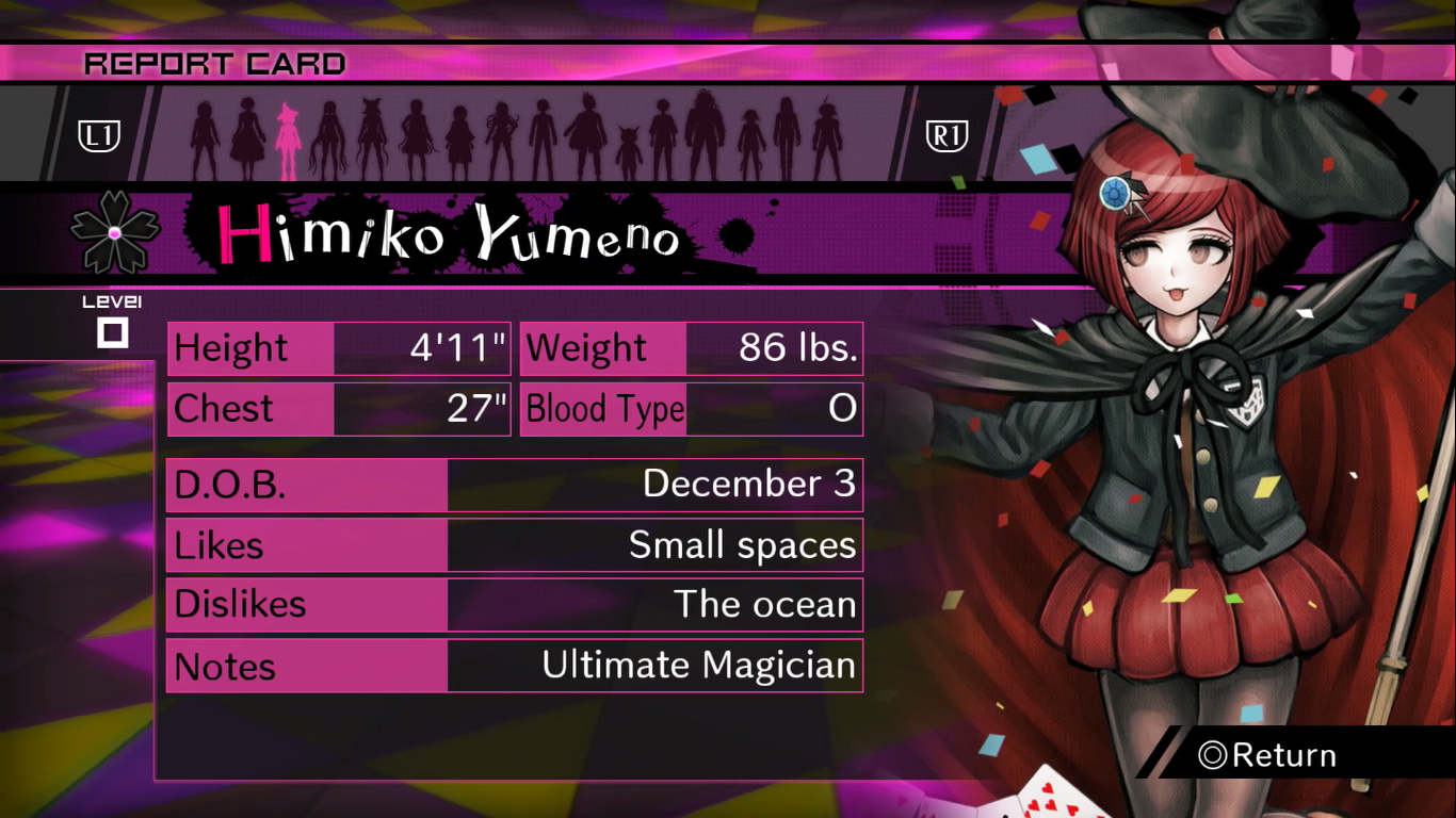 Image Danganronpa V3 Himiko Yumeno Report Card (Demo Version) png