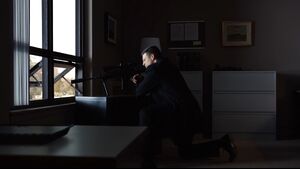 Nestor prepares to shoot