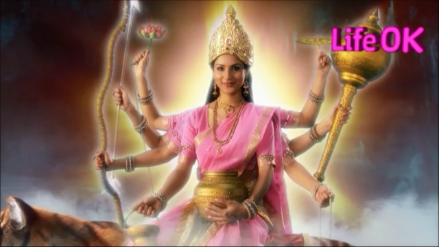 File:Eight-Armed Benevolent, Radiant and Smiling Goddess Kushmanda.png