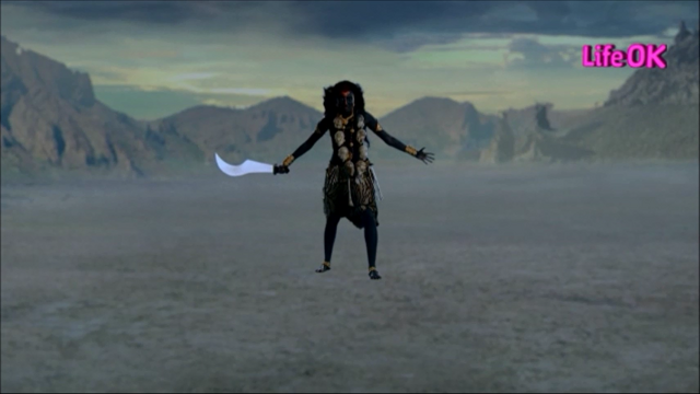 File:Goddess Kali Standing in The Battlefield, Armed With Scimitar.png