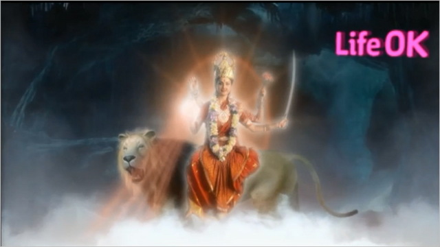 File:Katyayani With Four Arms Riding on a Lion.png