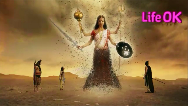 File:Lord Shiva Amazes Kartikeya and Terrifies Arunasur By Showing Them Parvati's Bhramari Devi Form.png