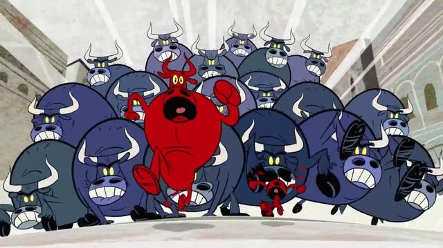 File:Mickey and the bull being chased by other bulls.jpg