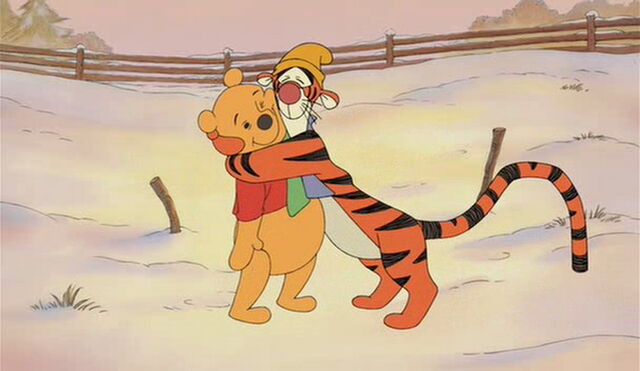 File:Winnie the Pooh is being hugged by Tigger.jpg
