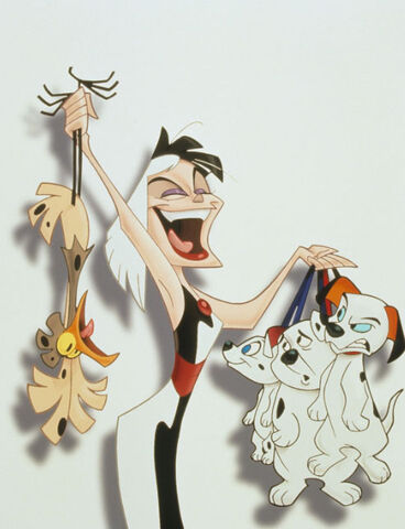 File:Cruella with Spot,Lucky, Cadpig and Rolly.jpg