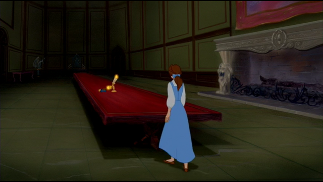 File:Sin título48 we can see from the fire that its the same dinning hall as before, the door in the back connects to the hall, maybe behind belle conects to the kitchen.png