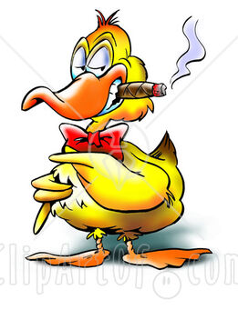 62323-Royalty-Free-RF-Clipart-Illustration-Of-A-Yellow-Duck-Guy-Smoking-A-Cigar