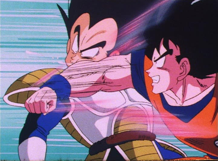 Resultado de imagen de goku golpea a vegeta