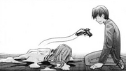 Kaede le pide a Kouta que sea fuerte y la asesine
