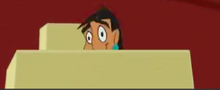 Kuzco creepily stalking Malina as she gets out her homework.