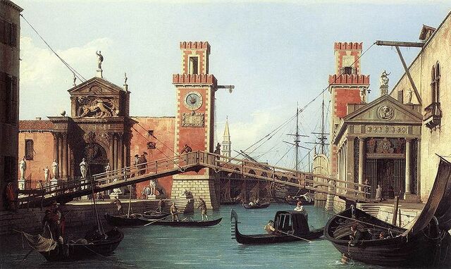 File:View of the entrance to the Arsenal by Canaletto2C 1732.jpg