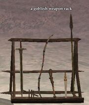 A goblish weapon rack