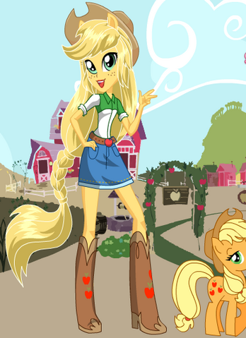 File:FANMADE EqG Applejack with pony counterpart.png