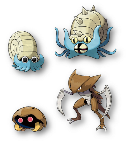 Archivo:Omanyte, Omastar, Kabuto y Kabutops.png
