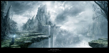 1920x949 2000 On The Ledge 2d fantasy castle wizard mist picture image digital art