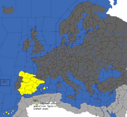 "Map showing cores gained by Spain during the Spain is Unified event"