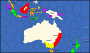 Map showing the areas in Australia and the East Indies