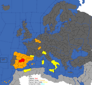 "Map showing Spain's European possessions in 1617"