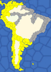 "Map showing South American provinces Spain will try to colonise"