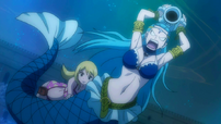 Lucy invoque Aquarius lors de la Bataille Navale