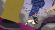 Natsu débarquant à Sabertooth