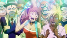 Wally, Millianna e Shô festejam na festa a fantasia.jpg