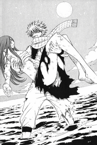 Natsu saves Erza (manga)