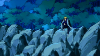 Laxus sitting on a hill