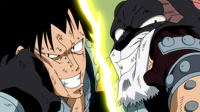 File:Gajeel and Panther Lily fighting.png