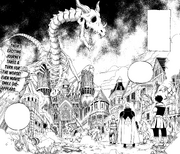 Mavis and her friends reach a barren Magnolia Town