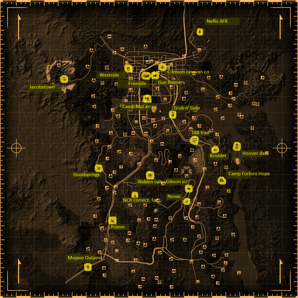 Fallout new vegas world map all locations