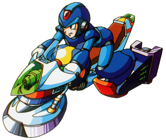 File:Mega Man X - Mega Man X riding a speed hover bike.png